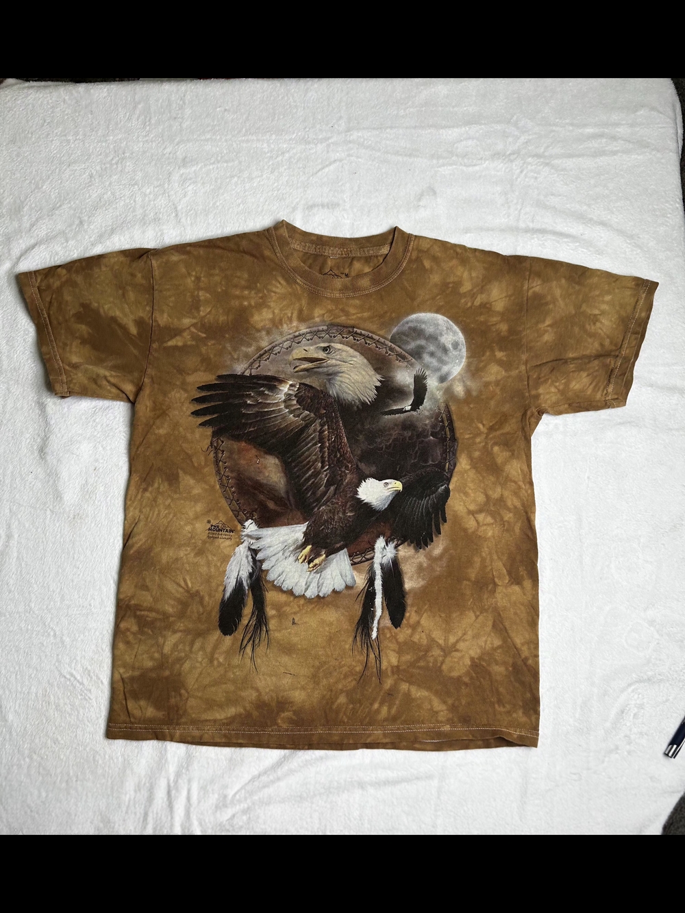 The Mountain Brown Tie-Dye Bald Eagle Short Sleeve T-Shirt